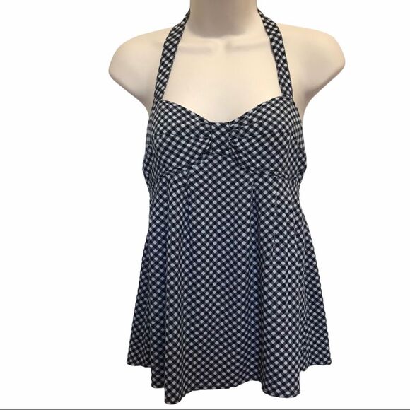 Kirra Black White Checkered Halter Top Summer Sz M - Picture 2 of 12